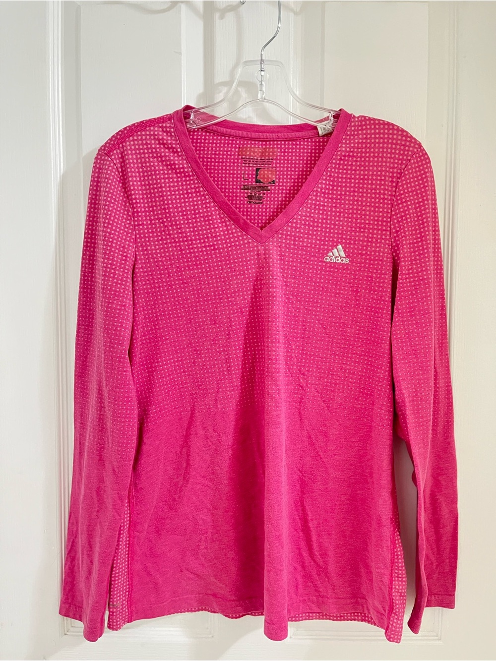 Hot Pink Long Sleeve with Baby Pink Polka Dots
